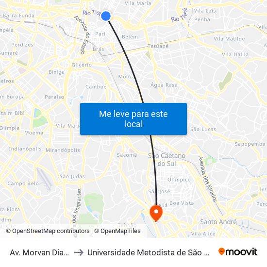 Av. Morvan Dias de Figueiredo to Universidade Metodista de São Paulo (Campus Rudge Ramos ) map