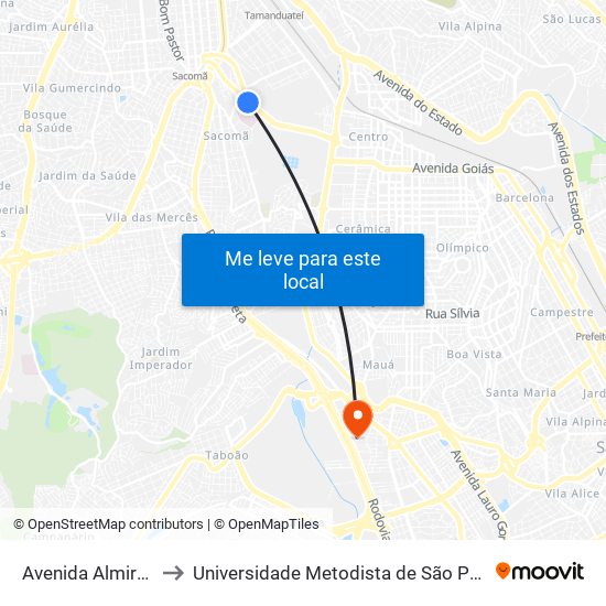 Avenida Almirante Delamare to Universidade Metodista de São Paulo (Campus Rudge Ramos ) map