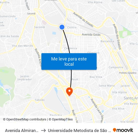 Avenida Almirante Delamare to Universidade Metodista de São Paulo (Campus Rudge Ramos ) map