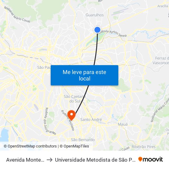 Avenida Monteiro Lobato 803 to Universidade Metodista de São Paulo (Campus Rudge Ramos ) map