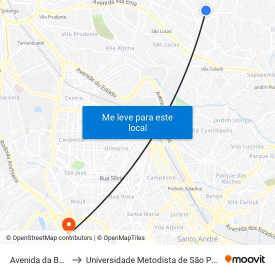 Avenida da Barreira Grande to Universidade Metodista de São Paulo (Campus Rudge Ramos ) map