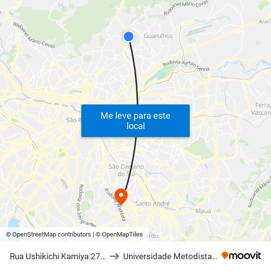 Rua Ushikichi Kamiya 270b, São Paulo - São Paulo, 02282, Brasil to Universidade Metodista de São Paulo (Campus Rudge Ramos ) map