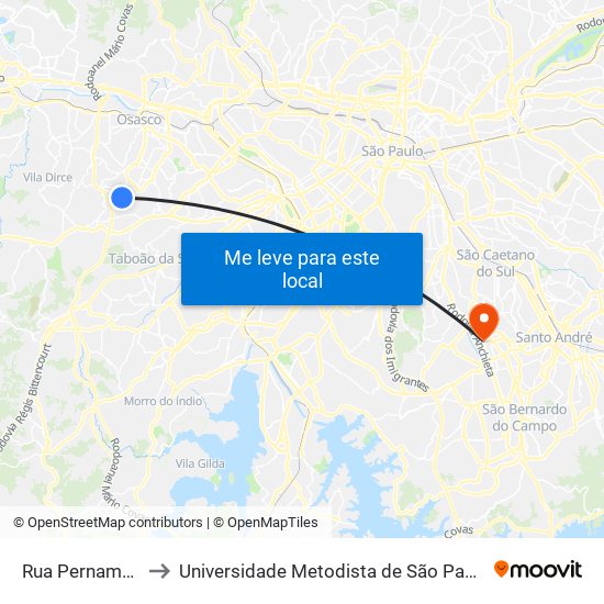 Rua Pernambucana, 140 to Universidade Metodista de São Paulo (Campus Rudge Ramos ) map