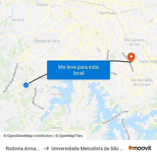 Rodovia Armando Salles,2491 to Universidade Metodista de São Paulo (Campus Rudge Ramos ) map