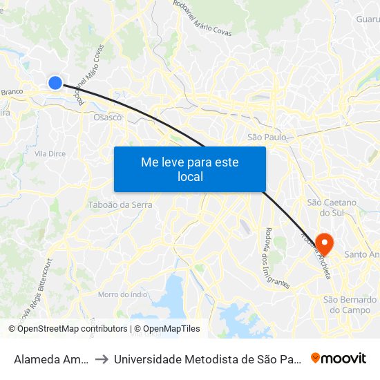 Alameda Amazonas, 352 to Universidade Metodista de São Paulo (Campus Rudge Ramos ) map