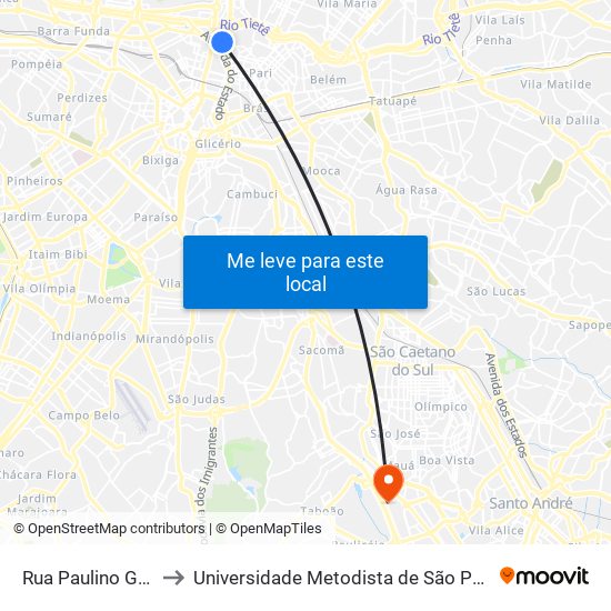 Rua Paulino Guimarães, 121 to Universidade Metodista de São Paulo (Campus Rudge Ramos ) map