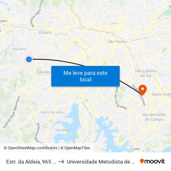 Estr. da Aldeia, 965 - Parque Frondoso, Cotia to Universidade Metodista de São Paulo (Campus Rudge Ramos ) map