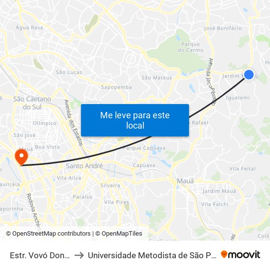 Estr. Vovó Dona Carolina, 351 to Universidade Metodista de São Paulo (Campus Rudge Ramos ) map