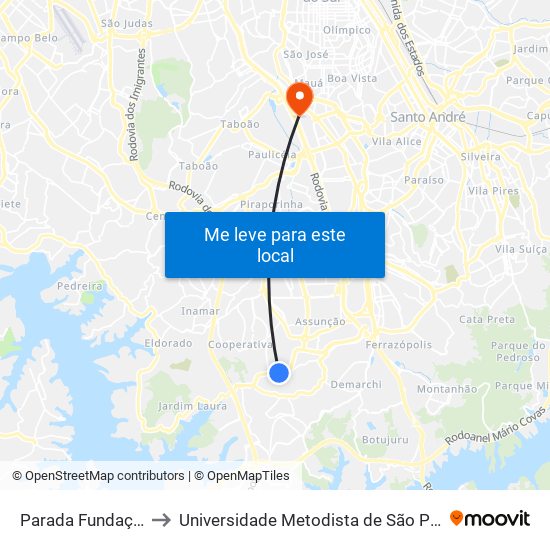 Estrada dos Alvarengas, 4001 to Universidade Metodista de São Paulo (Campus Rudge Ramos ) map