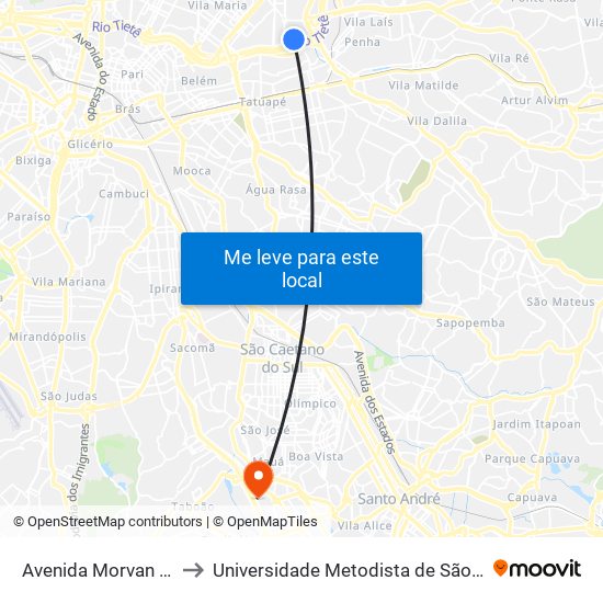 Av. Morvan Dias de Figueiredo to Universidade Metodista de São Paulo (Campus Rudge Ramos ) map