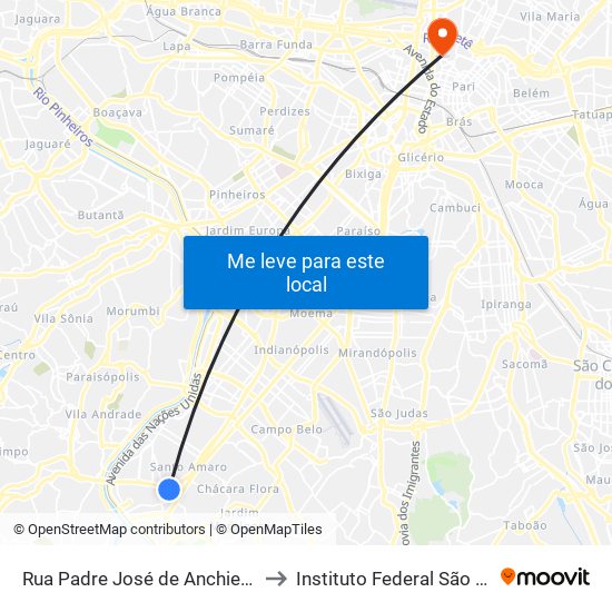 Rua Padre José de Anchieta 182 to Instituto Federal São Paulo map