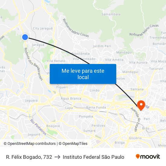 R. Félix Bogado, 732 to Instituto Federal São Paulo map