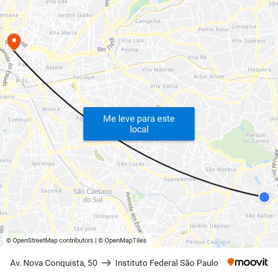 Av. Nova Conquista, 50 to Instituto Federal São Paulo map