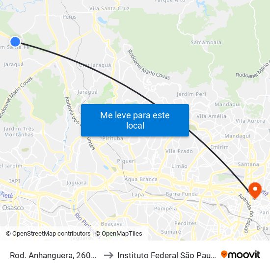 Rod. Anhanguera, 26000 to Instituto Federal São Paulo map