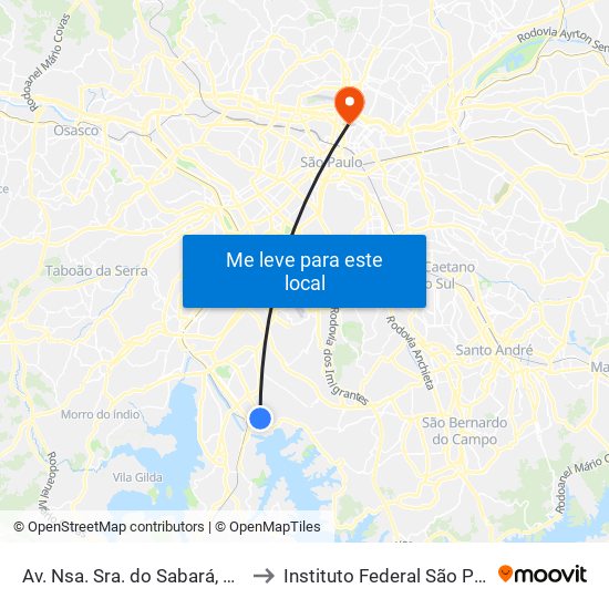 Av. Nsa. Sra. do Sabará, 4455 to Instituto Federal São Paulo map