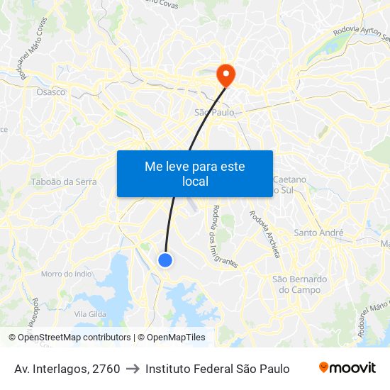 Av. Interlagos, 2760 to Instituto Federal São Paulo map