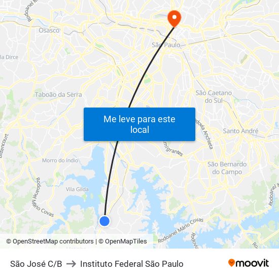 São José C/B to Instituto Federal São Paulo map