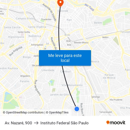 Avenida Nazaré, 943 to Instituto Federal São Paulo map