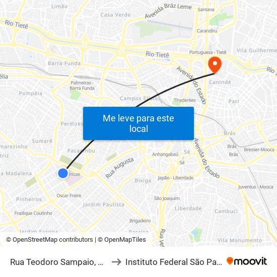 Rua Teodoro Sampaio, 335 to Instituto Federal São Paulo map