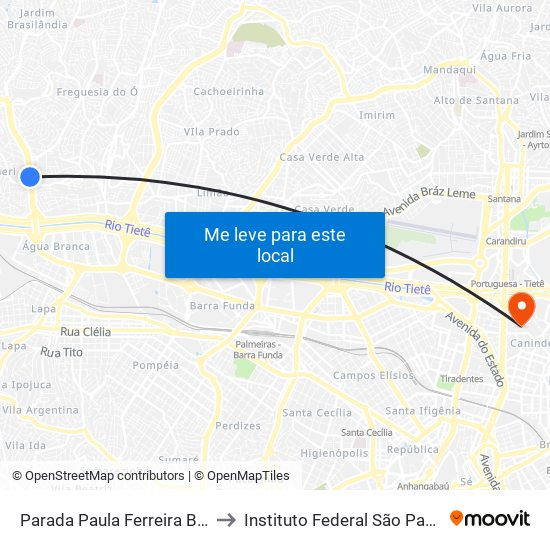 Parada Paula Ferreira B/C to Instituto Federal São Paulo map