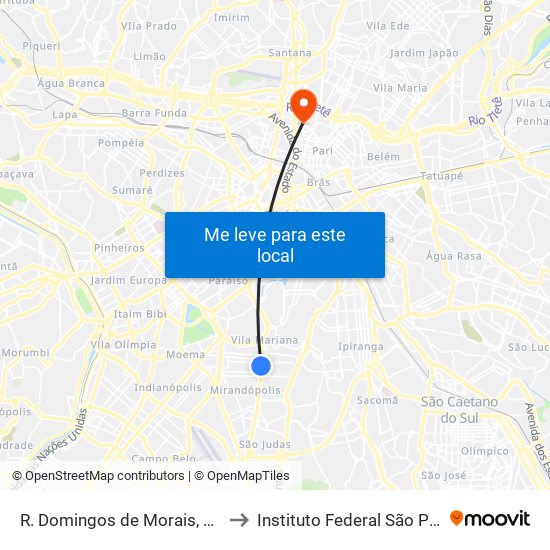 R. Domingos de Morais, 2800 to Instituto Federal São Paulo map