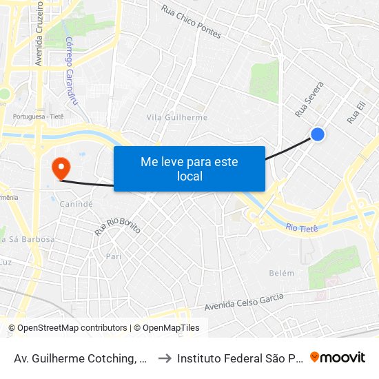 Av. Guilherme Cotching, 1139 to Instituto Federal São Paulo map