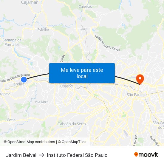 Jardim Belval to Instituto Federal São Paulo map