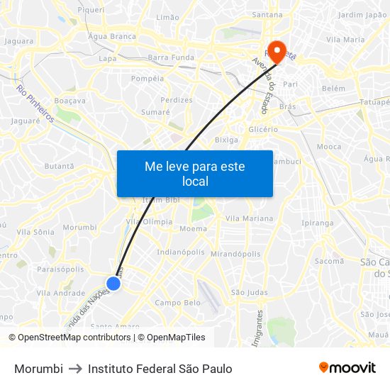 Morumbi to Instituto Federal São Paulo map