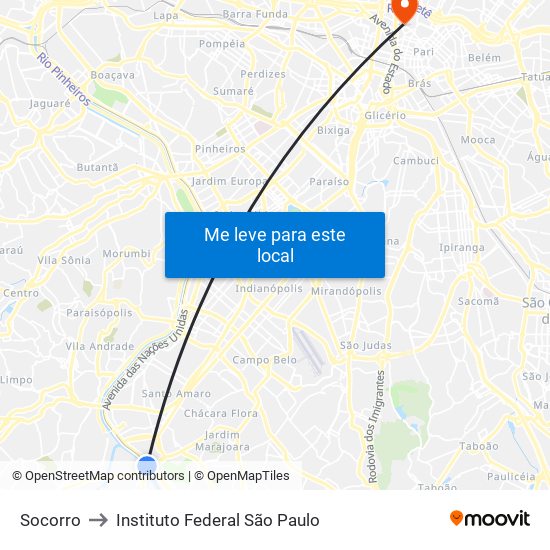 Socorro to Instituto Federal São Paulo map