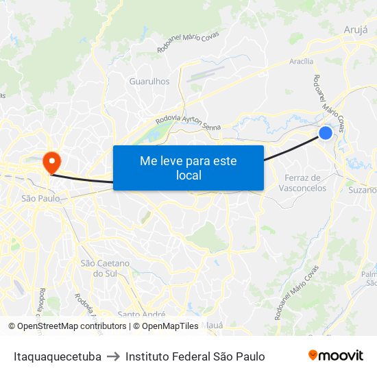 Itaquaquecetuba to Instituto Federal São Paulo map