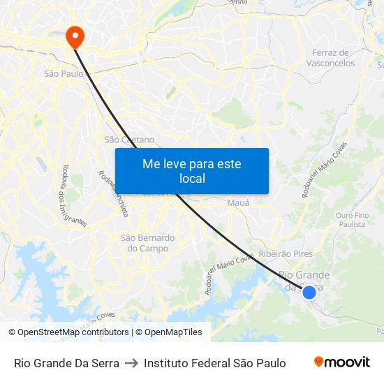 Rio Grande Da Serra to Instituto Federal São Paulo map
