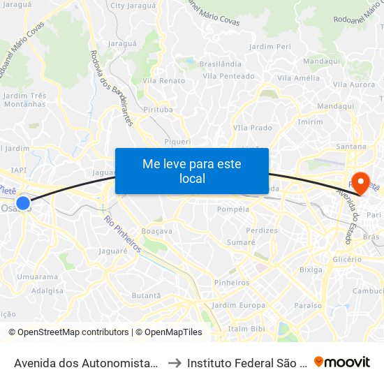 Avenida dos Autonomistas, 4120 to Instituto Federal São Paulo map