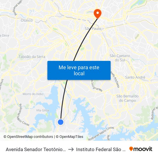 Avenida Senador Teotônio Vilela to Instituto Federal São Paulo map