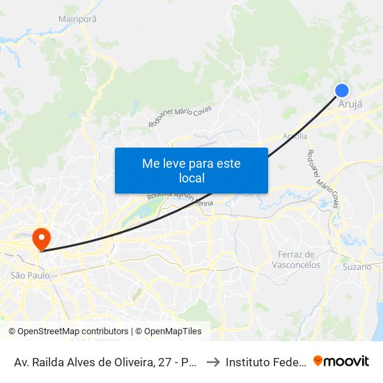 Av. Railda Alves de Oliveira, 27 - Parque Rodrigo Barreto, Arujá to Instituto Federal São Paulo map