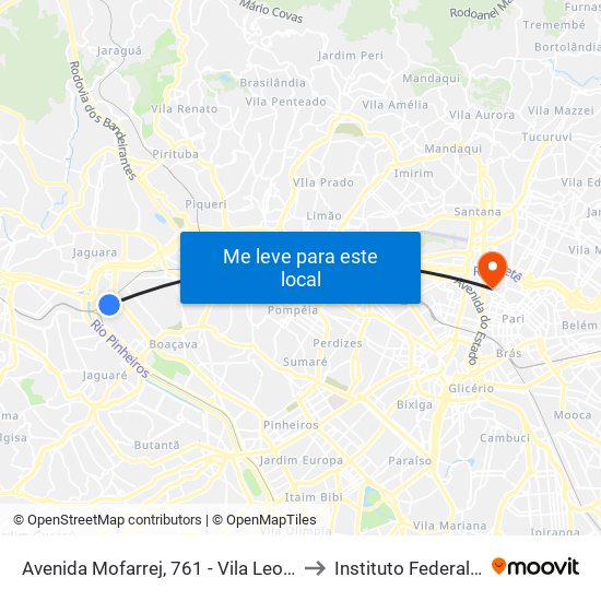 Avenida Mofarrej, 761 - Vila Leopoldina, São Paulo to Instituto Federal São Paulo map