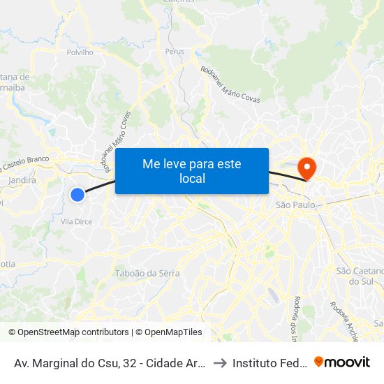 Av. Marginal do Csu, 32 - Cidade Ariston Estela Azevedo, Carapicuíba to Instituto Federal São Paulo map
