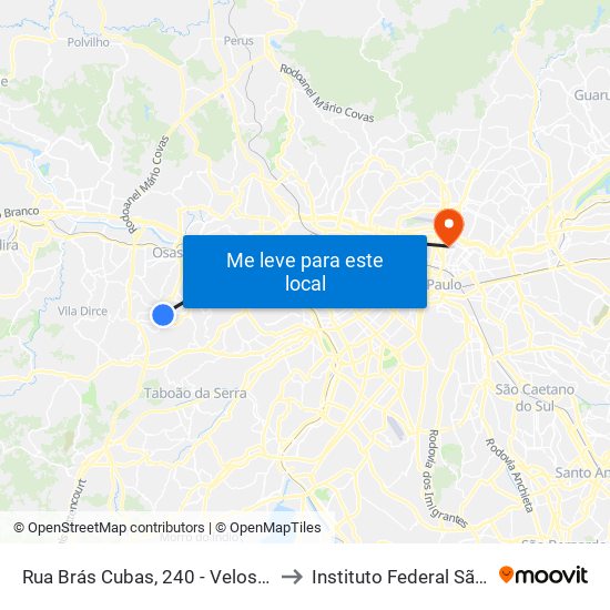 Rua Brás Cubas, 240 - Veloso, Osasco to Instituto Federal São Paulo map