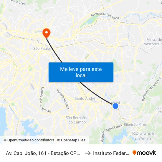 Av. Cap. João, 161 - Estação CPTM Mauá - Matriz, Mauá to Instituto Federal São Paulo map