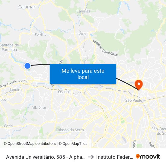 Avenida Universitário, 585 - Alphaville Santana de Parnaíba to Instituto Federal São Paulo map