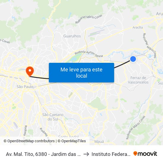 Av. Mal. Tito, 6380 - Jardim das Oliveiras, São Paulo to Instituto Federal São Paulo map