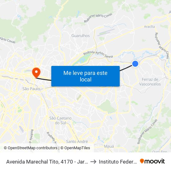 Avenida Marechal Tito, 4170 - Jardim Miragaia, São Paulo to Instituto Federal São Paulo map