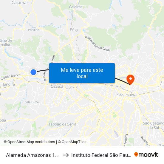 Alameda Amazonas 113 to Instituto Federal São Paulo map