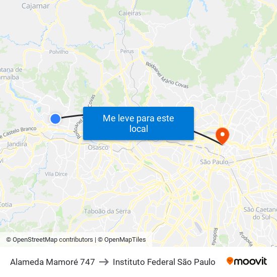 Alameda Mamoré 747 to Instituto Federal São Paulo map