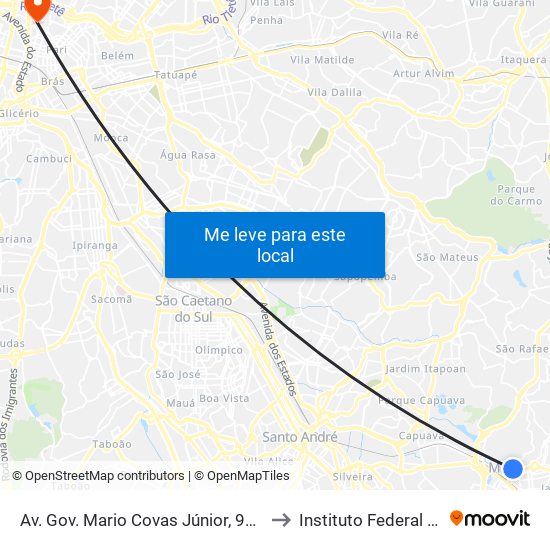 Av. Gov. Mario Covas Júnior, 96 - Centro, Mauá to Instituto Federal São Paulo map