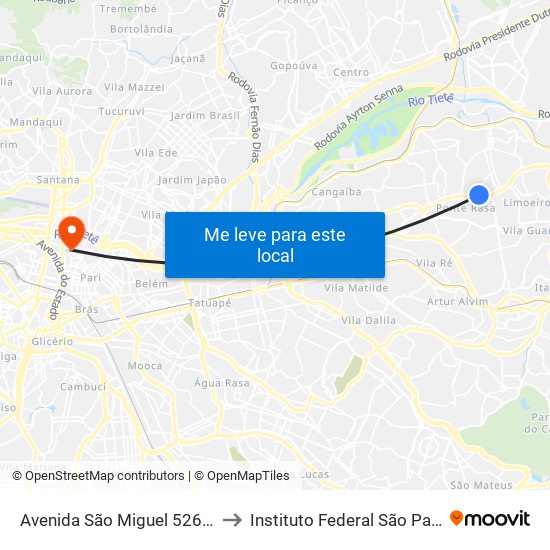 Avenida São Miguel 5263 B to Instituto Federal São Paulo map