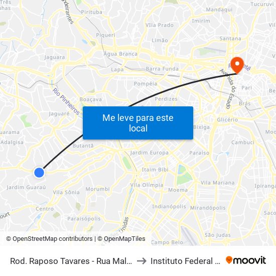 Rod. Raposo Tavares - Rua Mal. Morais Ancora to Instituto Federal São Paulo map