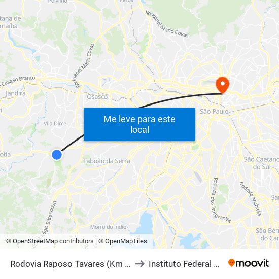 Rodovia Raposo Tavares (Km 24,9/Interior) to Instituto Federal São Paulo map