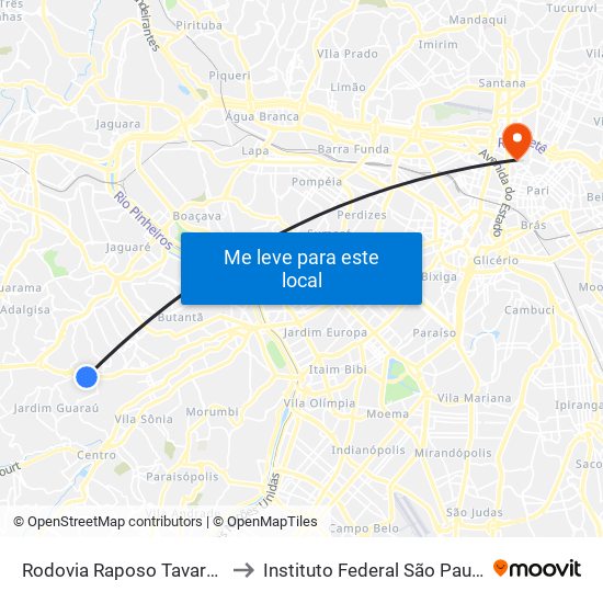 Rodovia Raposo Tavares to Instituto Federal São Paulo map