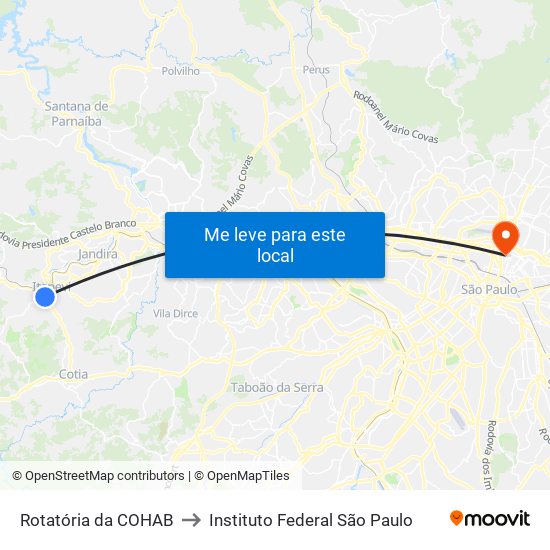 Rotatória da COHAB to Instituto Federal São Paulo map