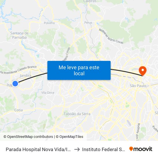 Parada Hospital Nova Vida/Intermédica to Instituto Federal São Paulo map